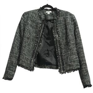 Cato Women's Black Tweed Jacket Open Front Size M